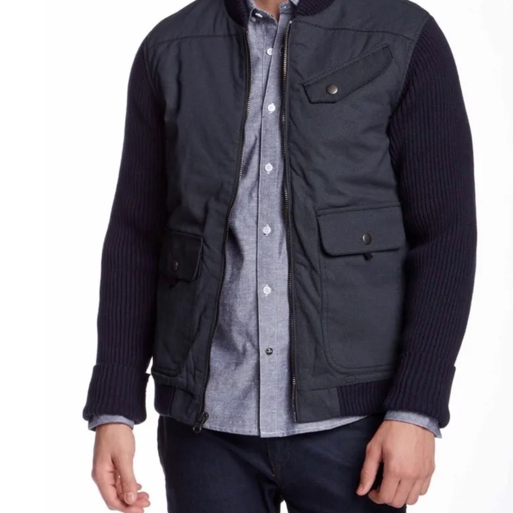 Men's Civil Society Nylon Jacket W/Sweater Knit Sleeves 2xL